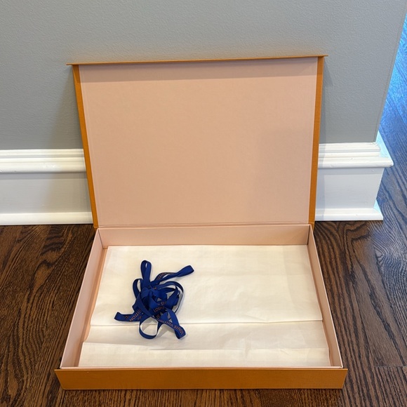 Louis Vuitton Gold Orange Blue Empty Shirt Gift Box Ribbon with Tissue Paper - Picture 9 of 13